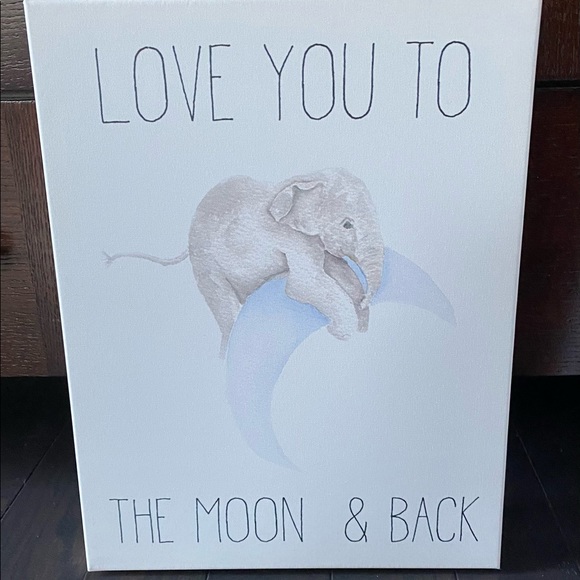 Nursery Decor- Light Blue & Gray Love You to the Moon and Back 3 Canvas Pictures - Picture 3 of 6